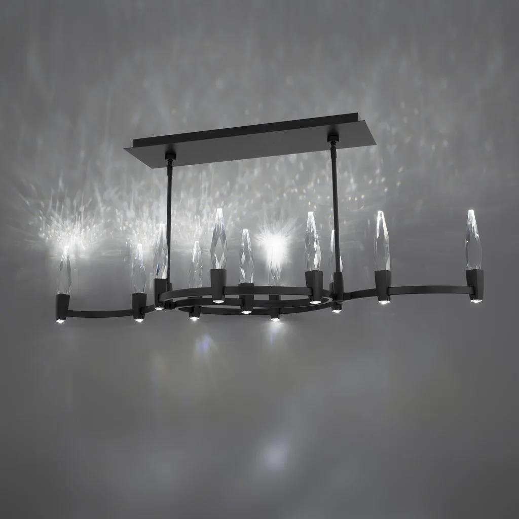 Black pendant light, by Schonbek, for kitchen island or dining
