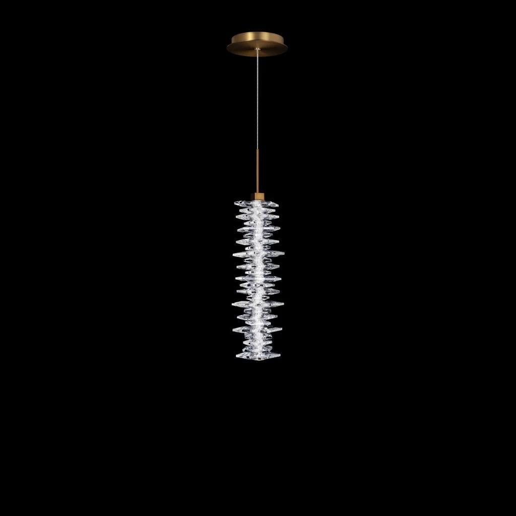 Aged brass pendant light, by Schonbek, for kitchen island or dining