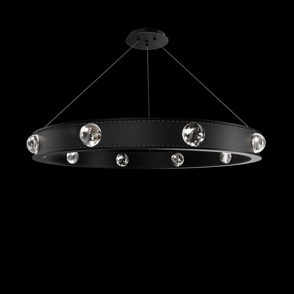 Black pendant light, by Schonbek, for kitchen island or dining