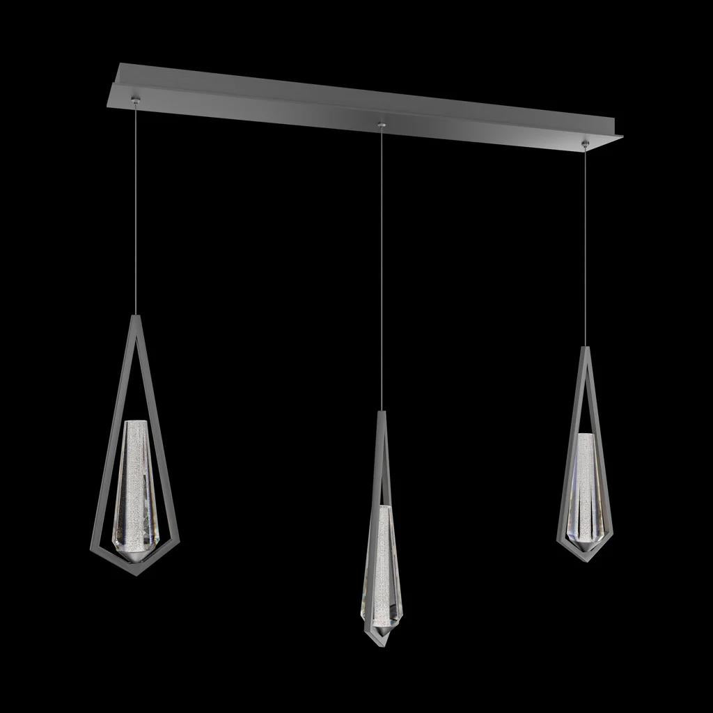 Satin nickel pendant light, by Schonbek, for kitchen island or dining