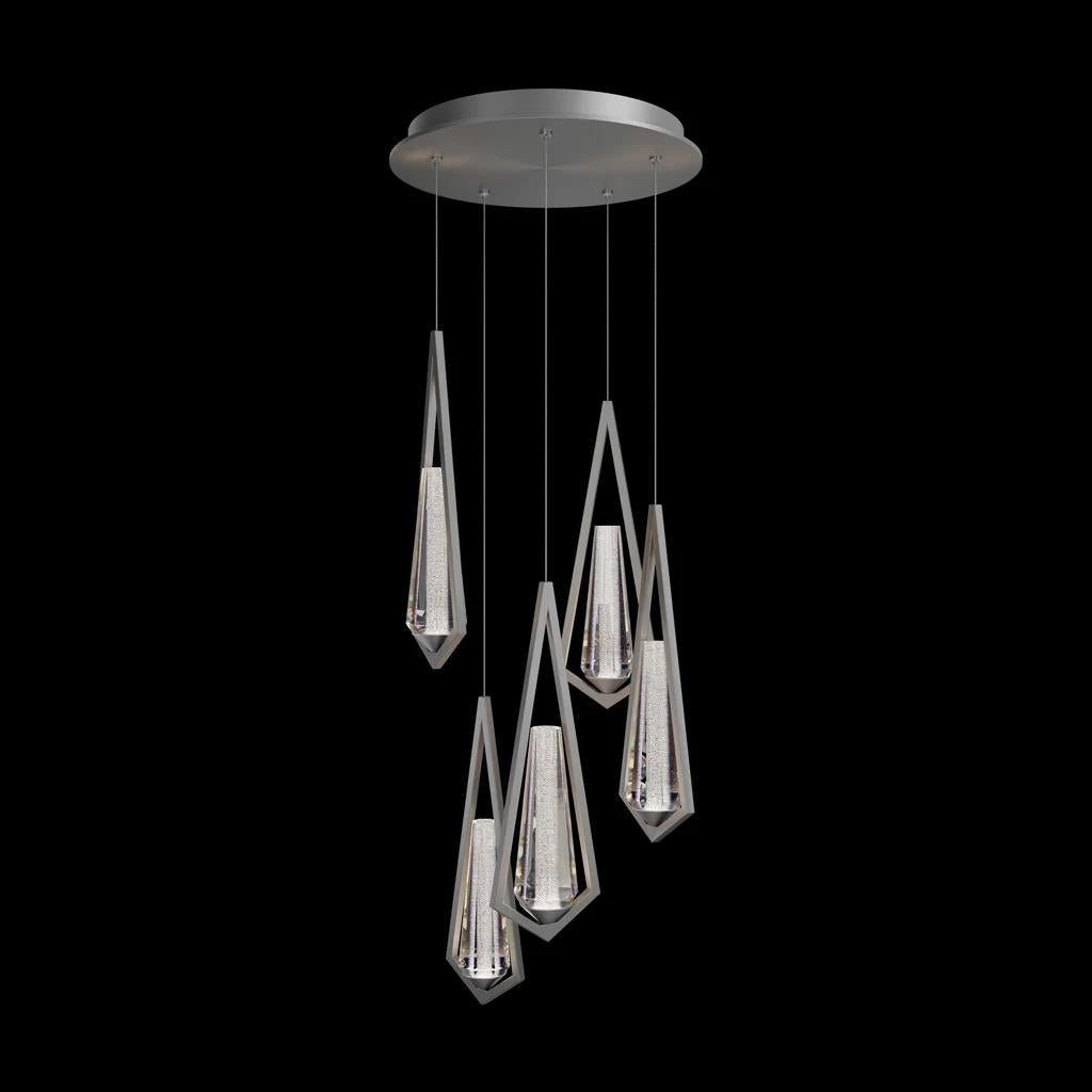 Satin nickel pendant light, by Schonbek, for kitchen island or dining