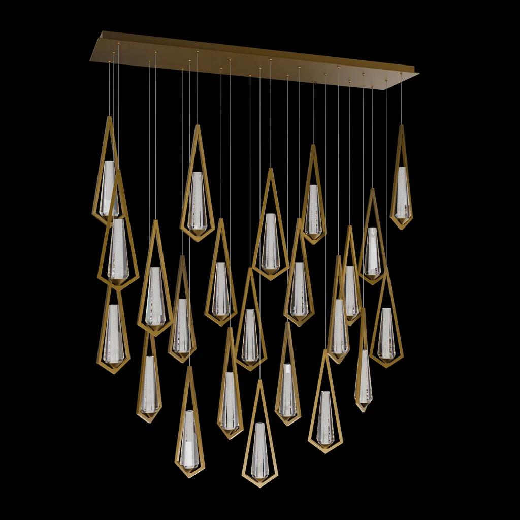 Aged brass pendant light, by Schonbek, for kitchen island or dining