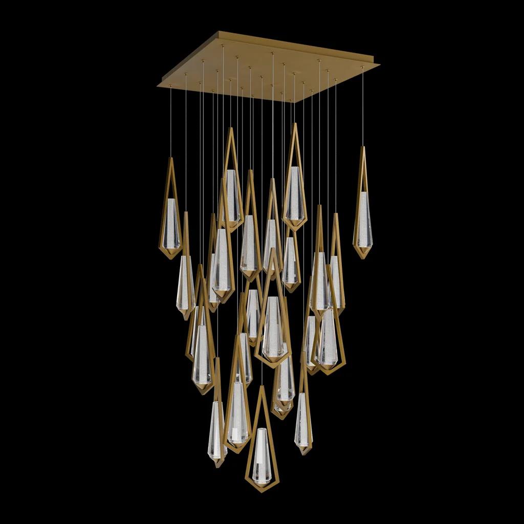 Aged brass pendant light, by Schonbek, for kitchen island or dining