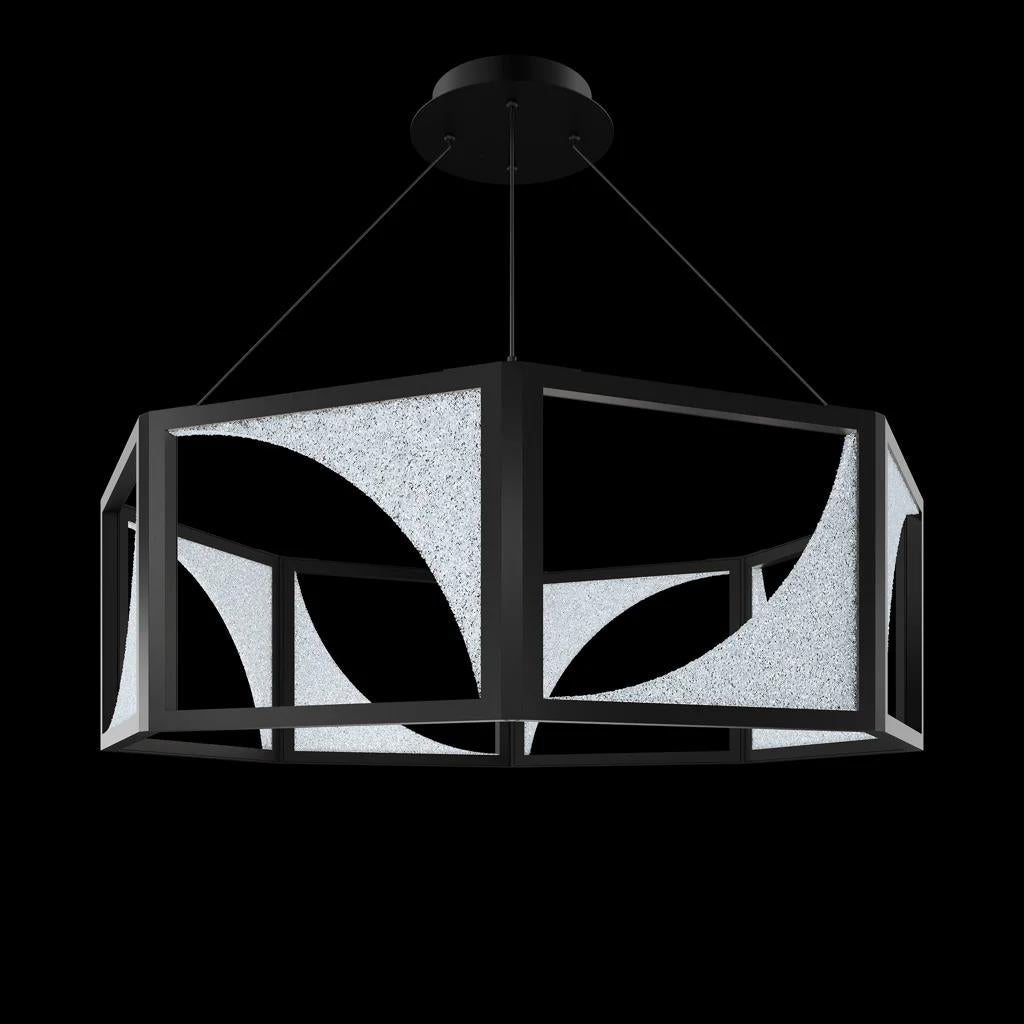 Black pendant light, by Schonbek, for kitchen island or dining