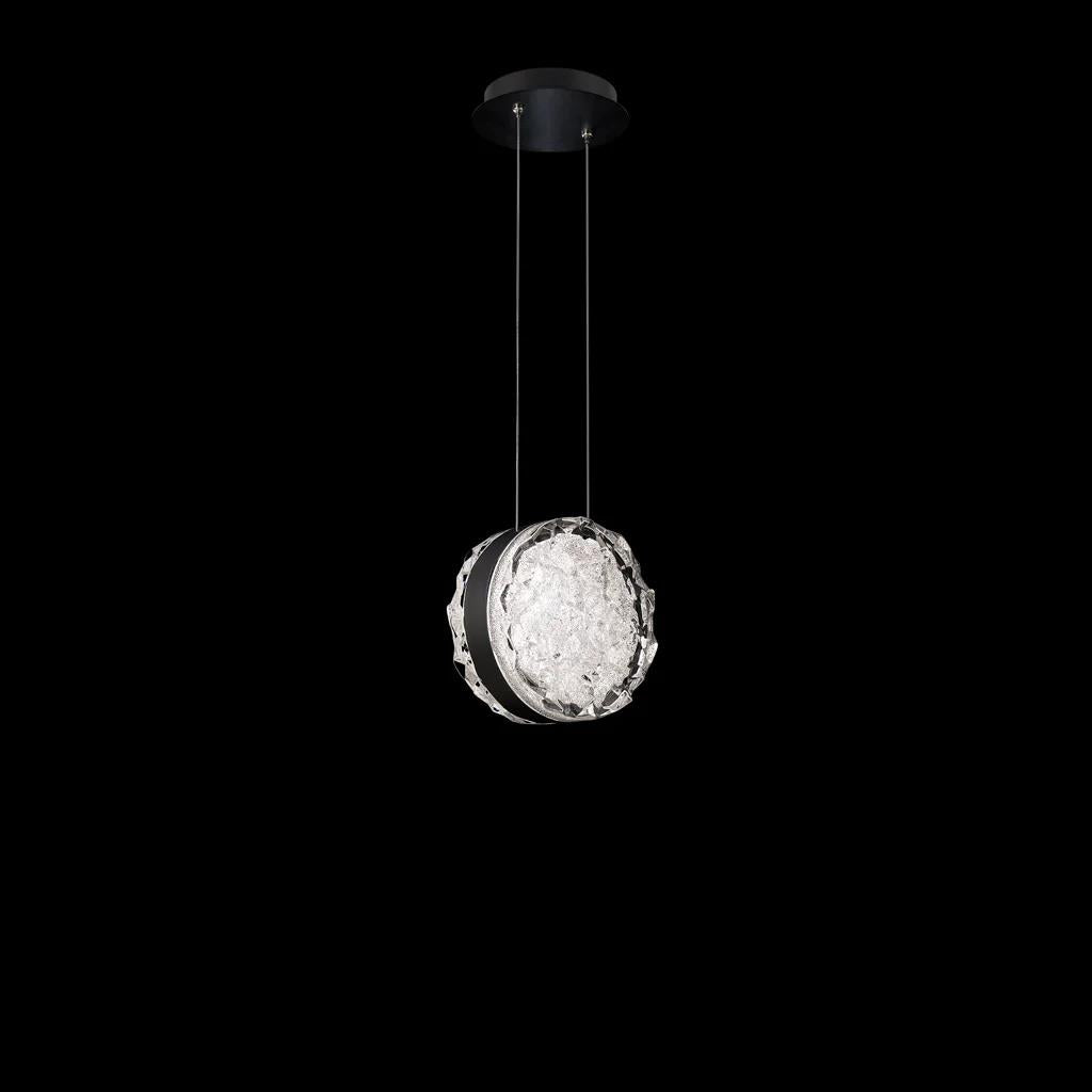 Black pendant light, by Schonbek, for kitchen island or dining