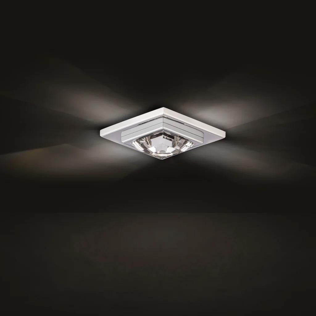 Polished chrome recessed light, by Schonbek