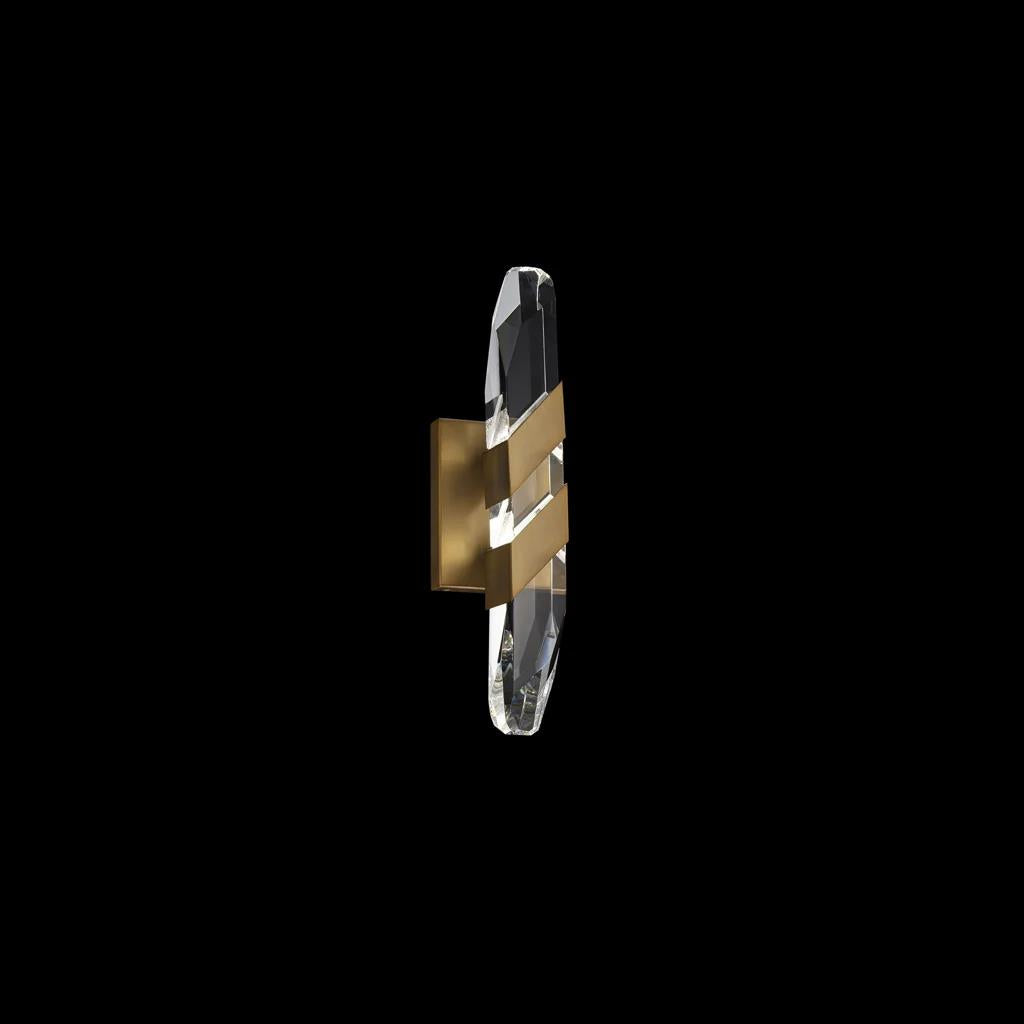 Aged brass wall sconce, by Schonbek, for hallway or living room
