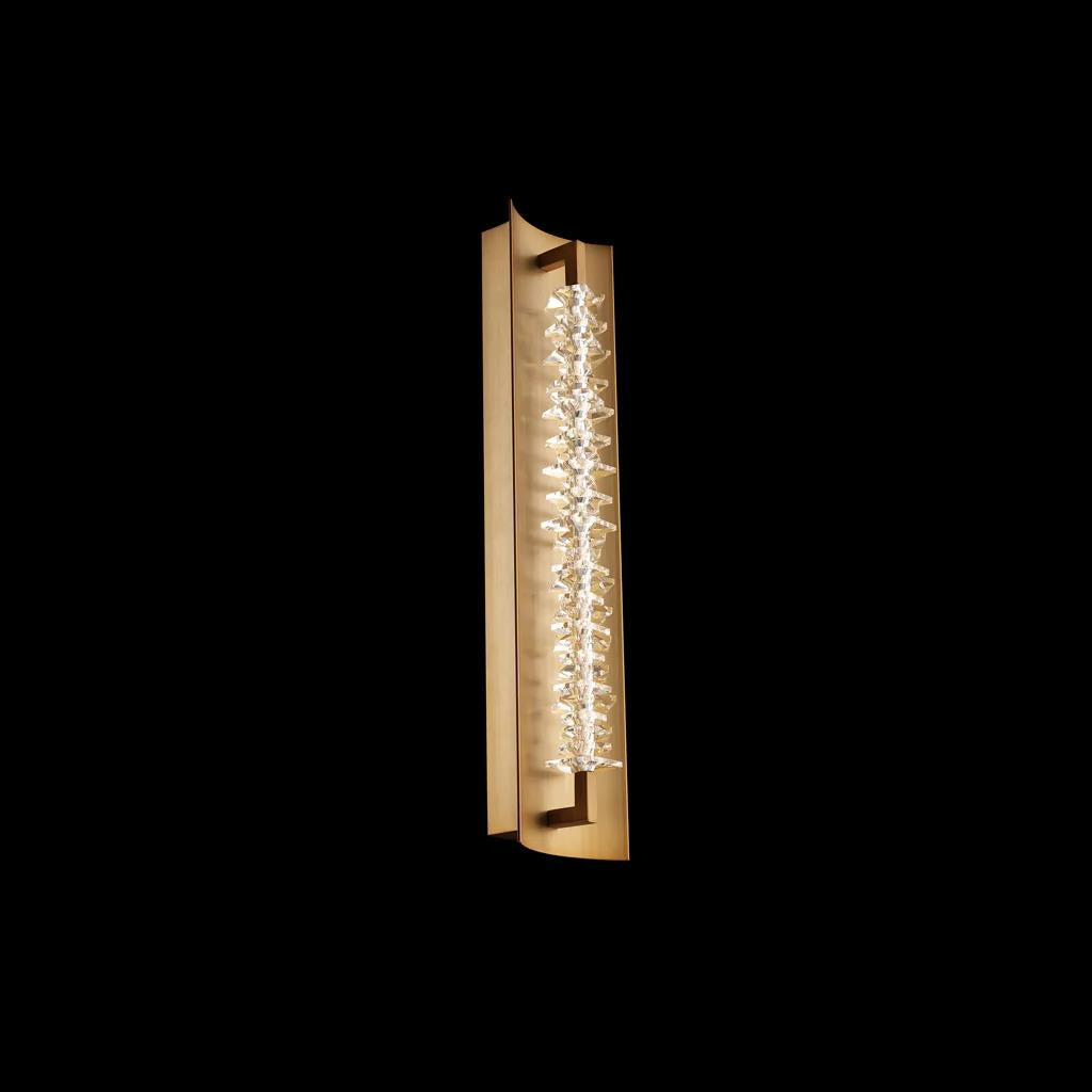 Aged brass vanity light, by Schonbek, for bathroom