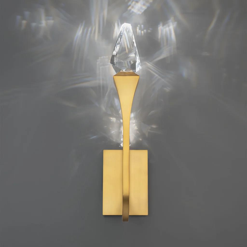 Aged brass wall sconce, by Schonbek, for hallway or living room