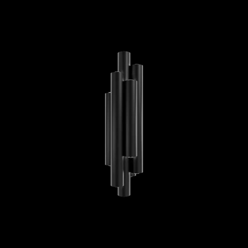 Black wall sconce, by Schonbek, for hallway or living room