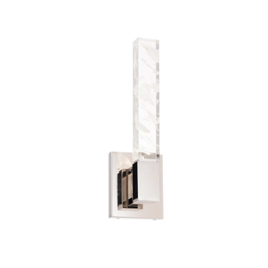 Polished nickel wall sconce, by Schonbek, for hallway or living room