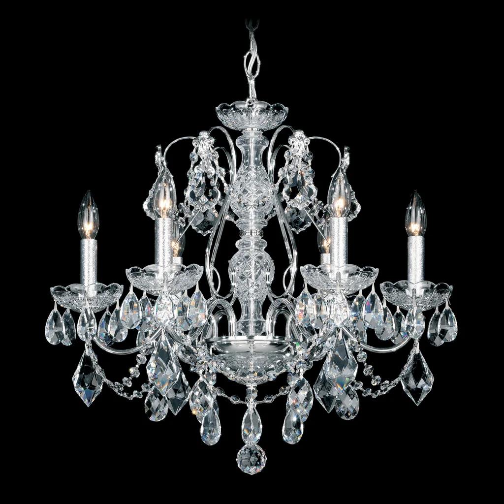 Polished silver chandelier, by Schonbek