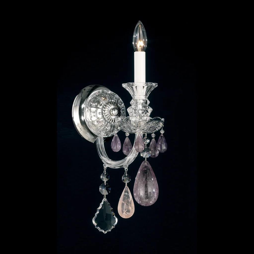 Polished silver wall sconce, by Schonbek, for hallway or living room