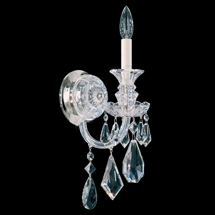 Polished silver wall sconce, by Schonbek, for hallway or living room