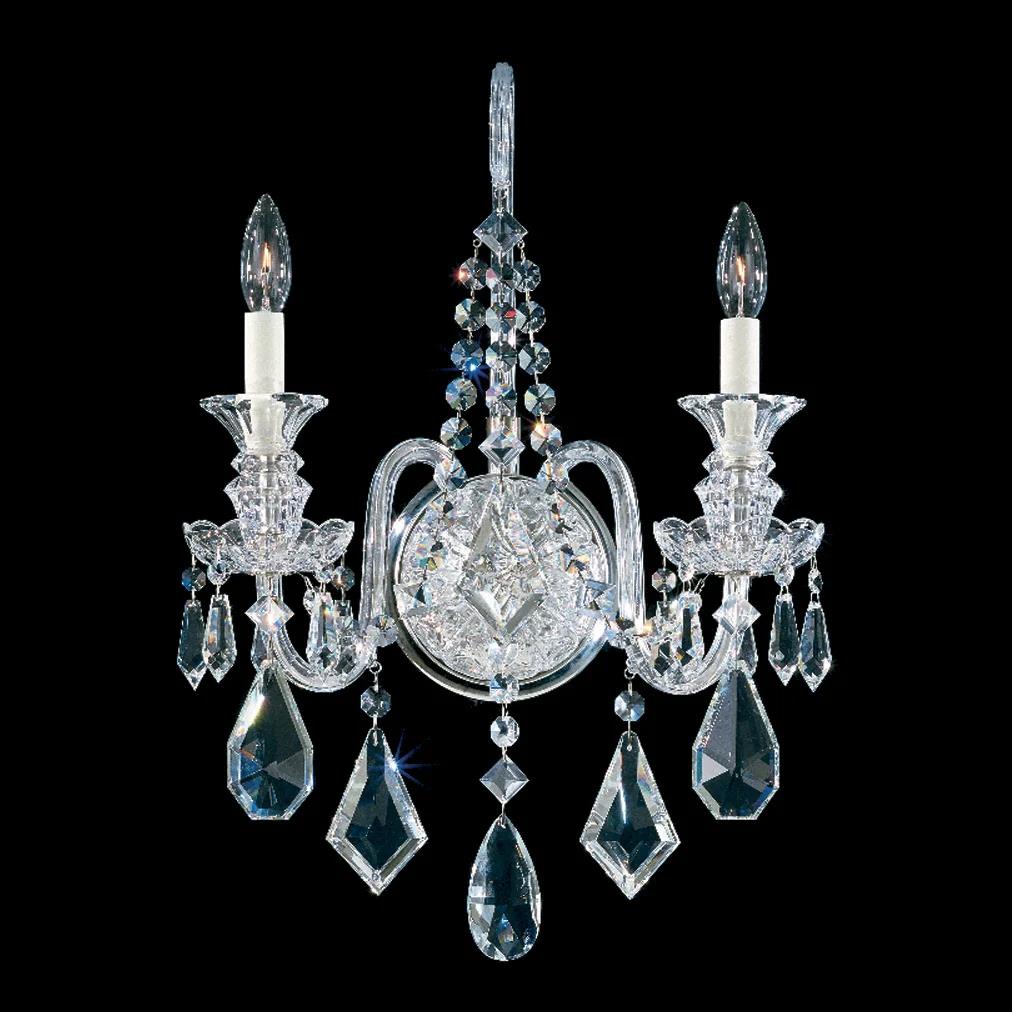 Polished silver wall sconce, by Schonbek, for hallway or living room