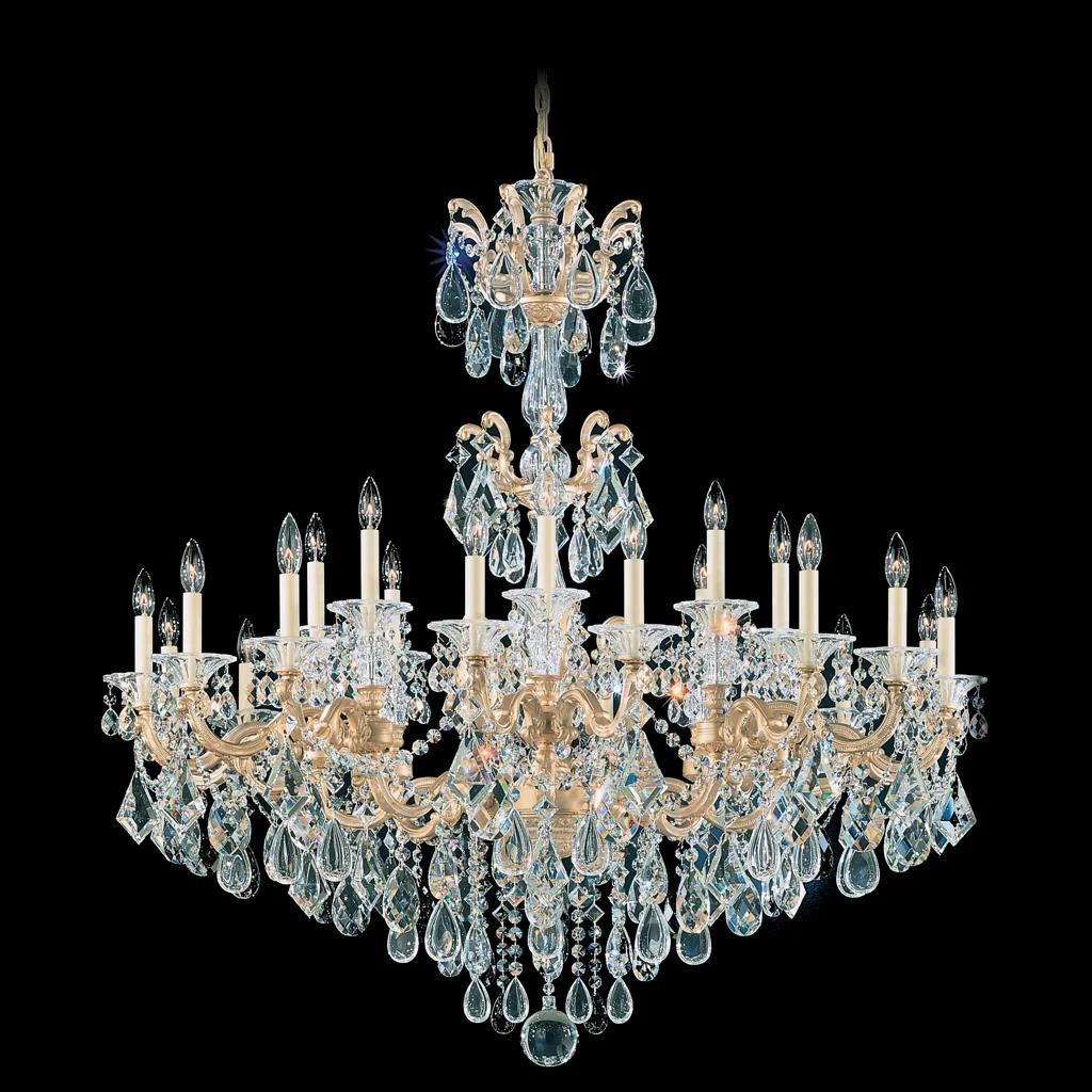 Parchment gold chandelier, by Schonbek