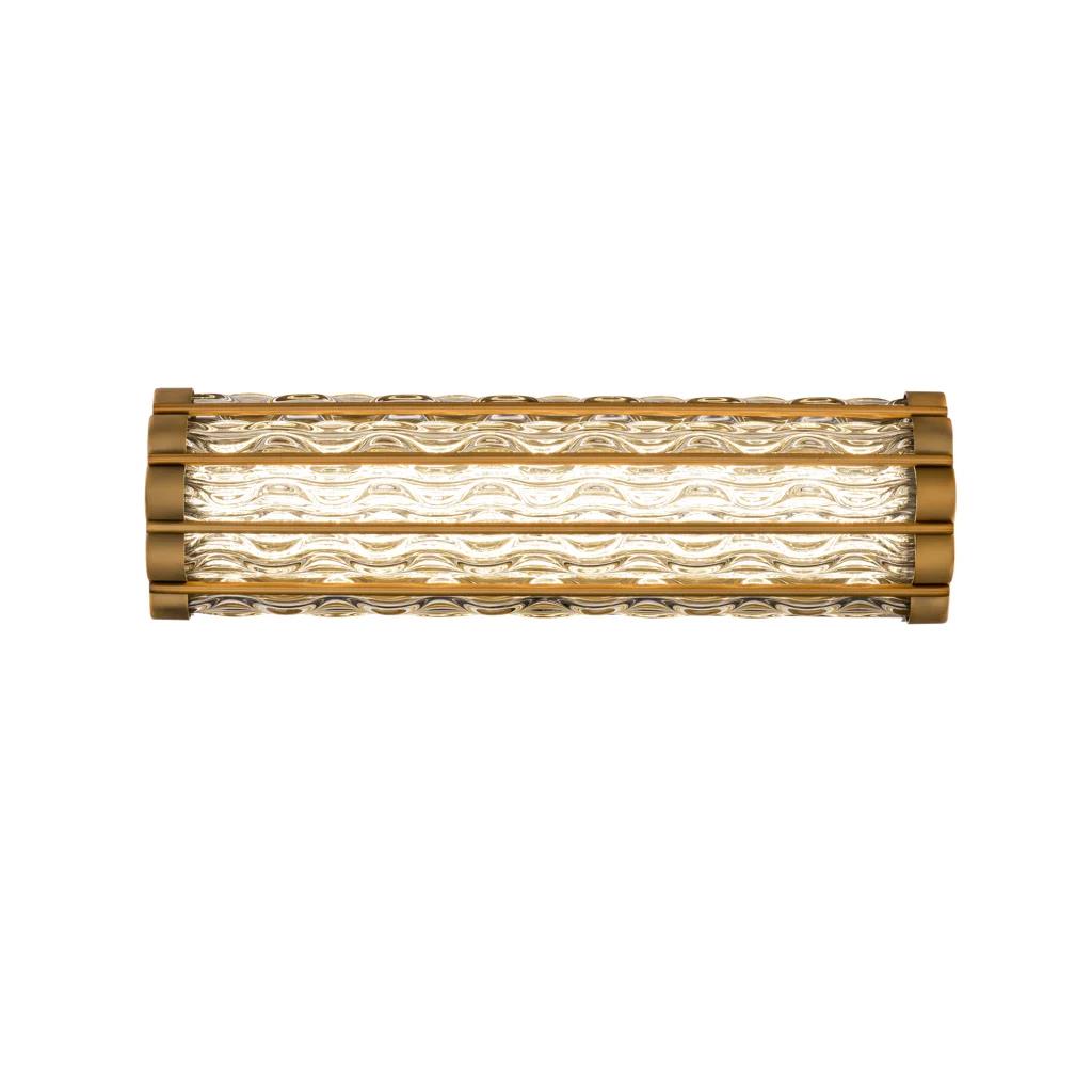 Aged brass vanity light, by Schonbek, for bathroom