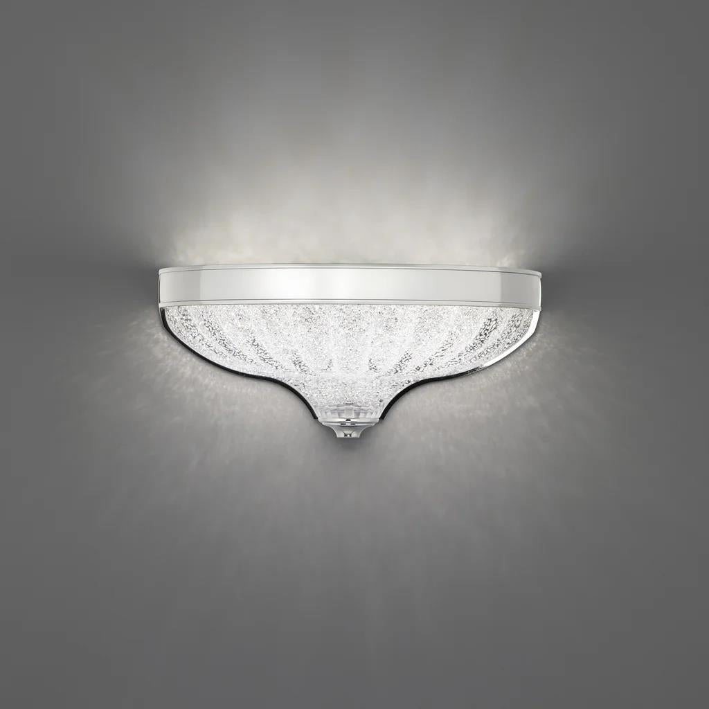 Polished chrome wall sconce, by Schonbek, for hallway or living room