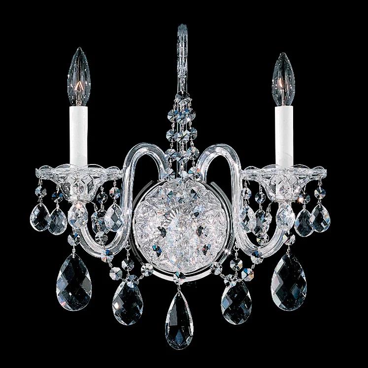 Polished silver wall sconce, by Schonbek, for hallway or living room