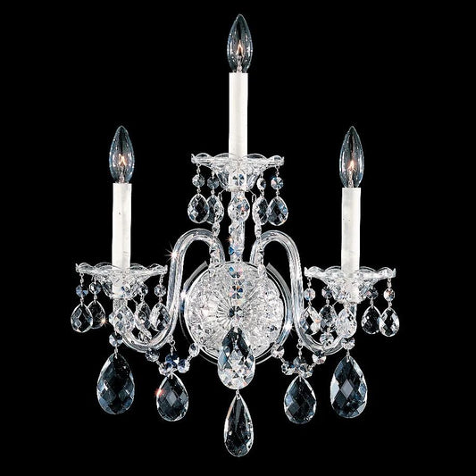 Polished silver wall sconce, by Schonbek, for hallway or living room