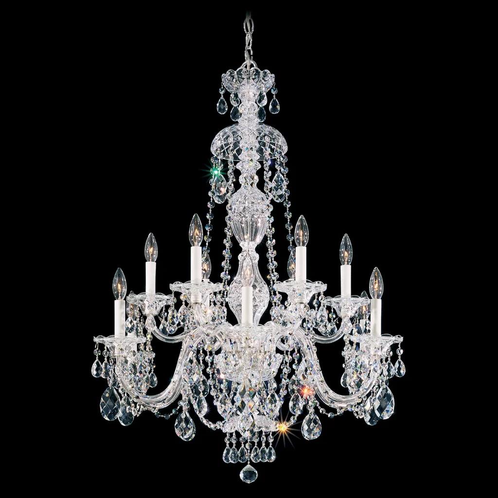 Polished silver chandelier, by Schonbek