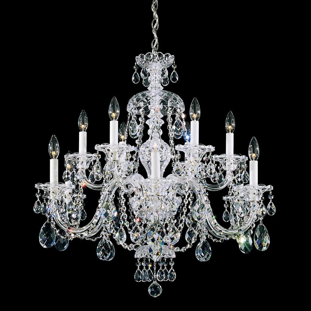 Polished silver chandelier, by Schonbek