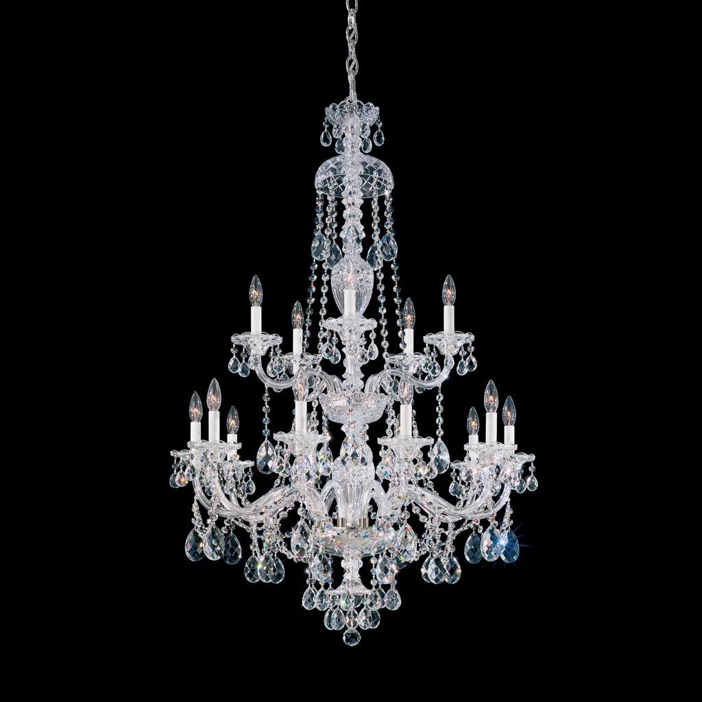 Polished silver chandelier, by Schonbek