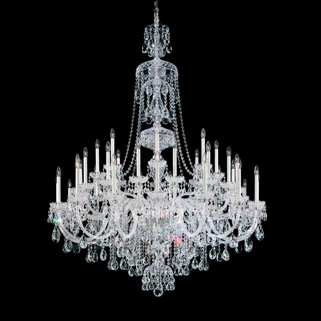 Polished silver chandelier, by Schonbek