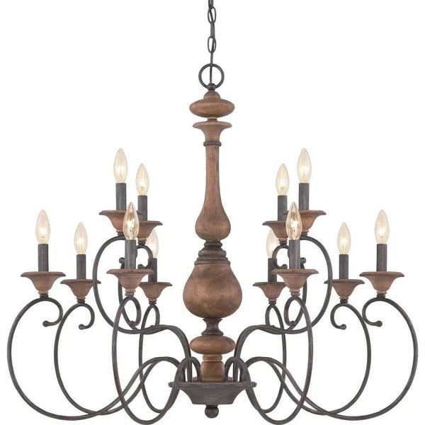 Rustic black chandelier, by Quoizel
