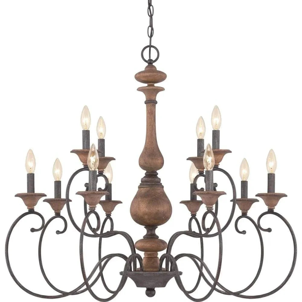 Rustic black chandelier, by Quoizel