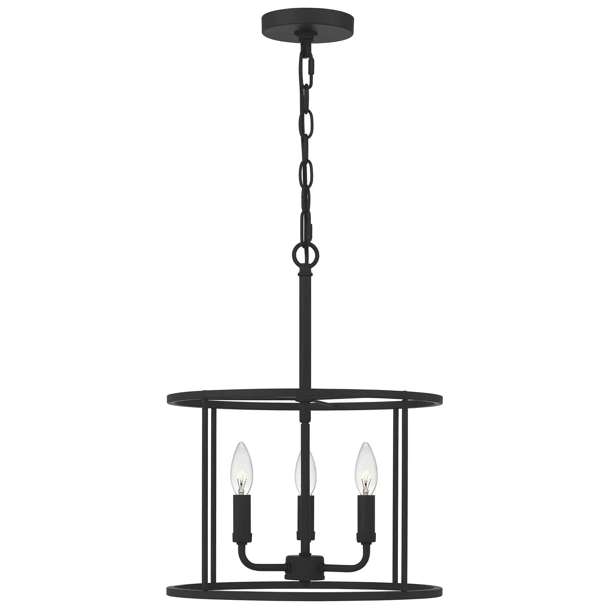 Matte black pendant light, by Quoizel, for kitchen island or dining