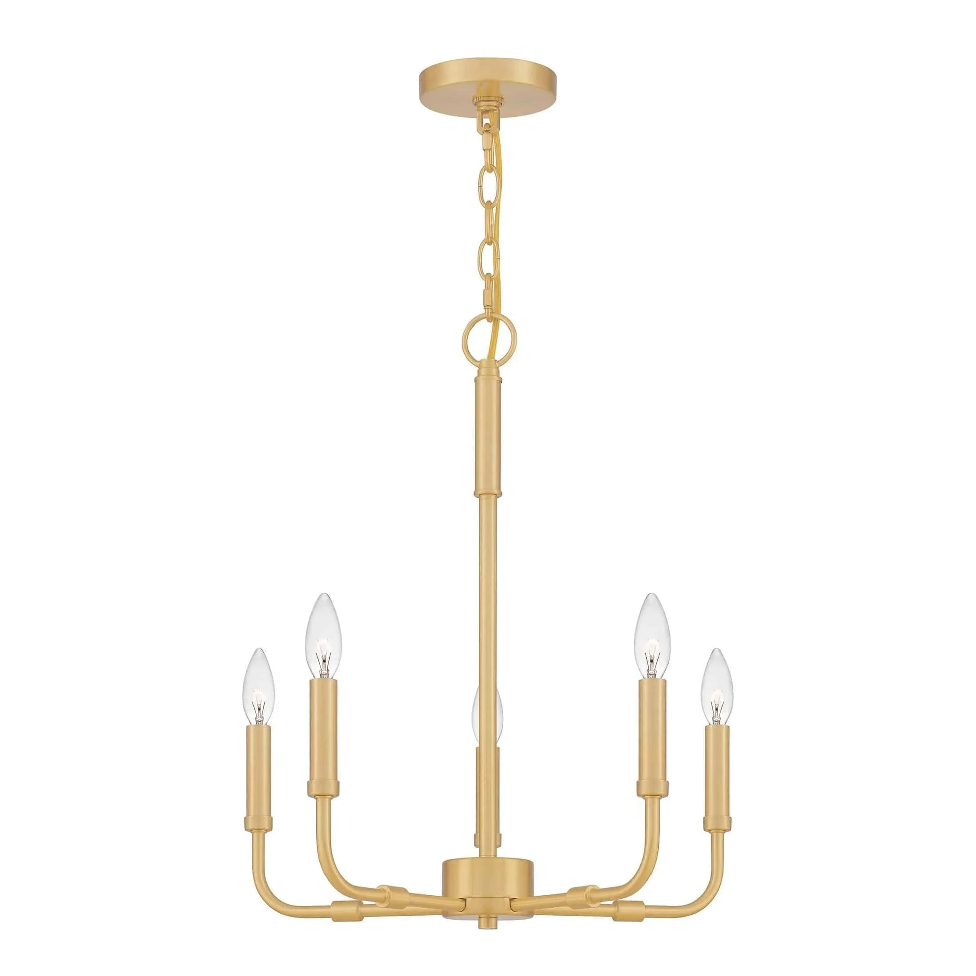 Aged brass chandelier, by Quoizel