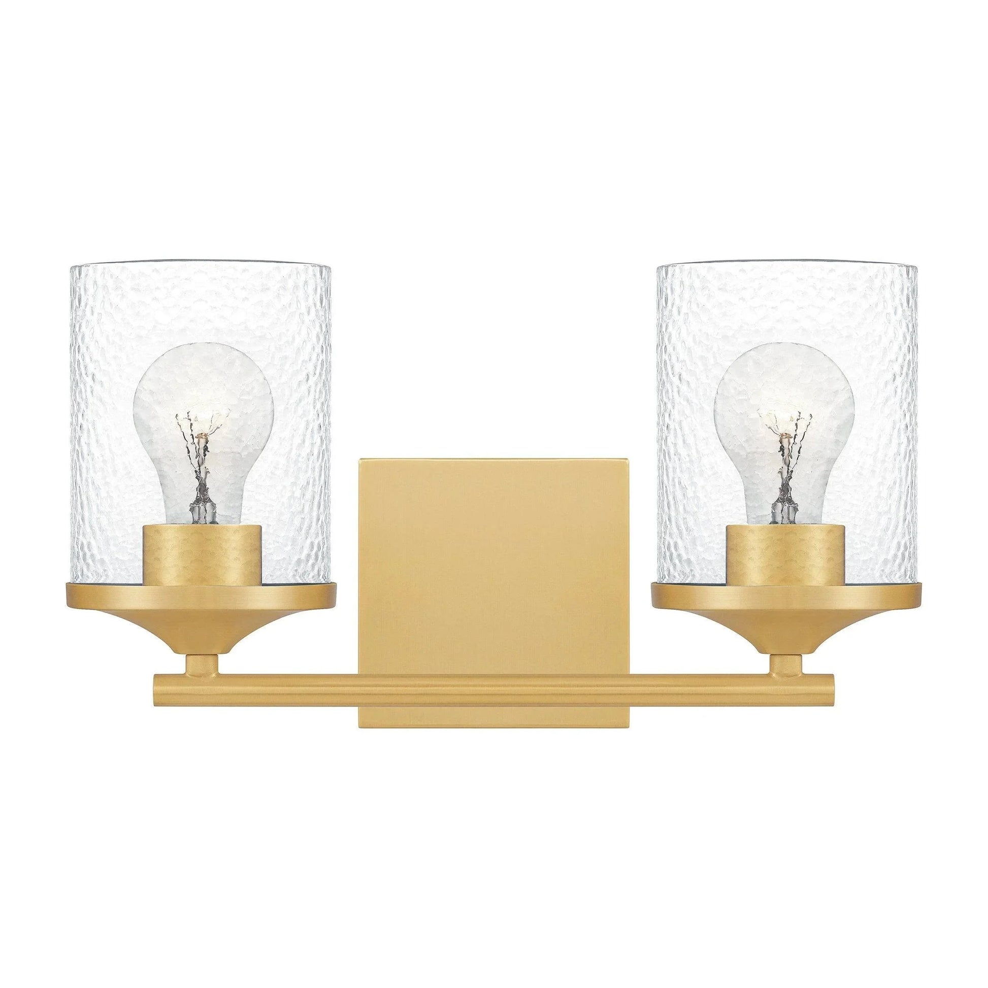 Aged brass vanity light, by Quoizel, for bathroom