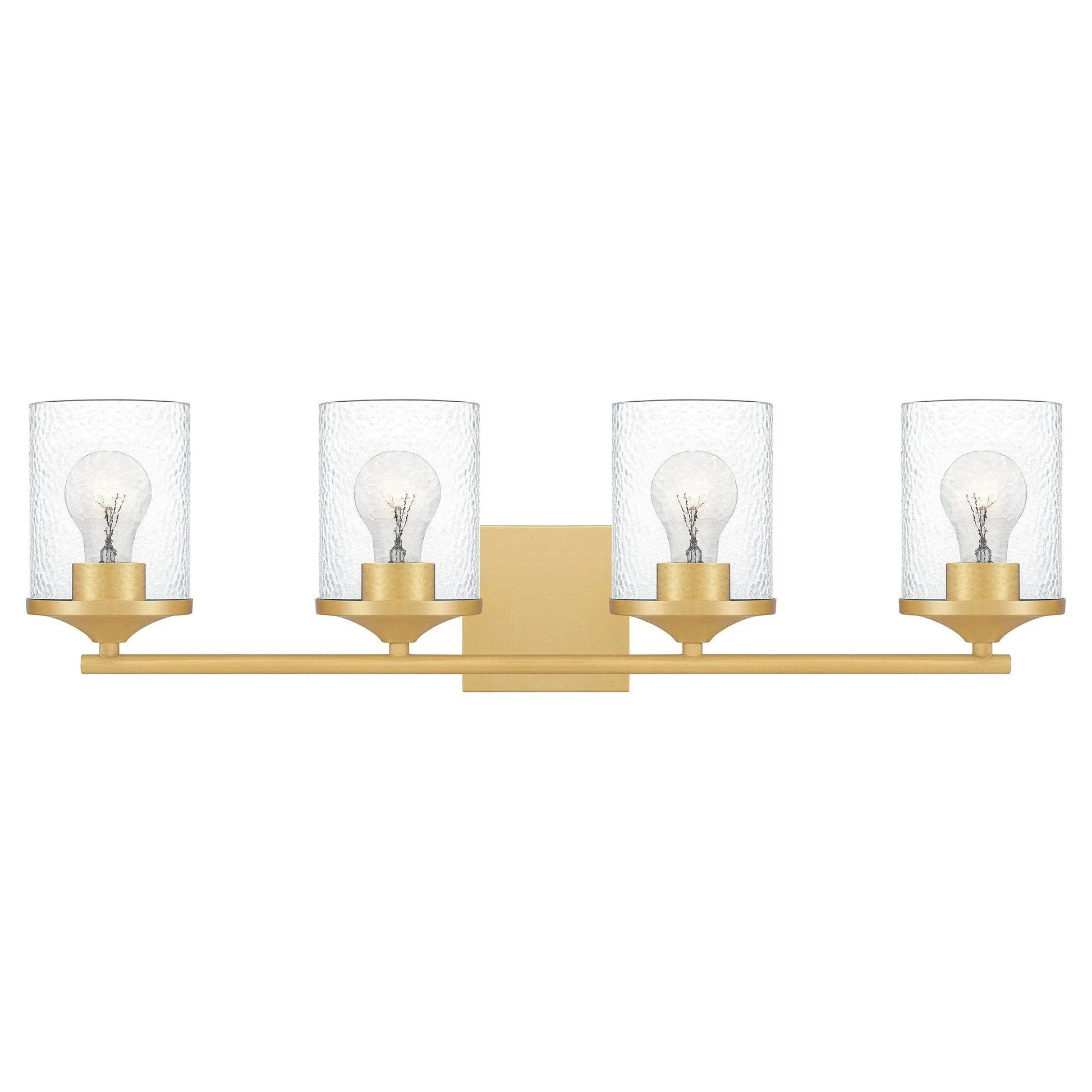 Aged brass vanity light, by Quoizel, for bathroom
