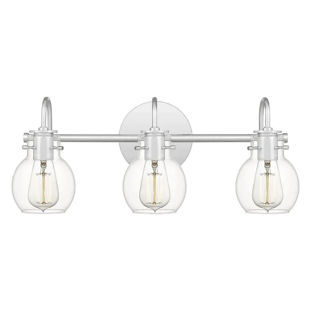 Polished chrome vanity light, by Quoizel, for bathroom
