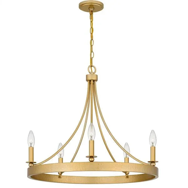 Light gold chandelier, by Quoizel