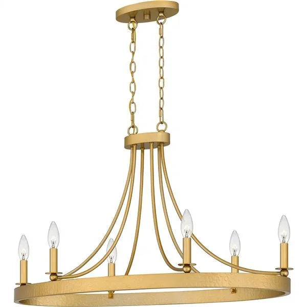 Light gold island pendant, by Quoizel, for kitchen island or dining