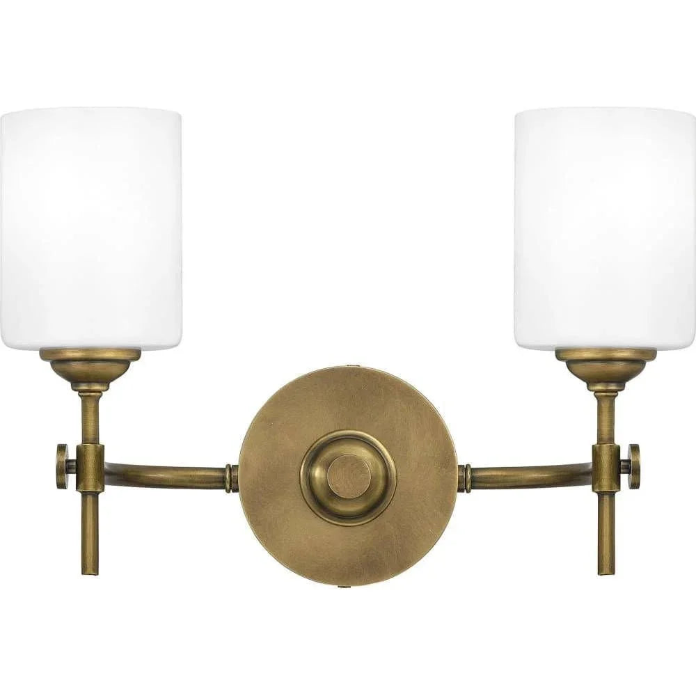 Weathered brass vanity light, by Quoizel, for bathroom