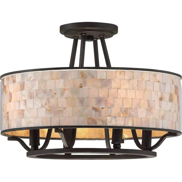 Palladian bronze semi-flush mount ceiling light, by Quoizel, for hallway, bedroom, or entryway