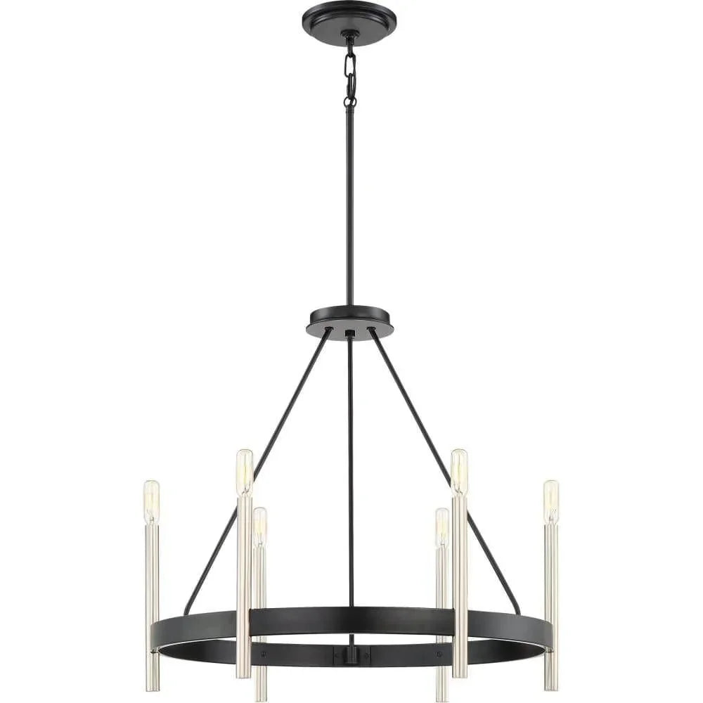 Mystic black chandelier, by Quoizel