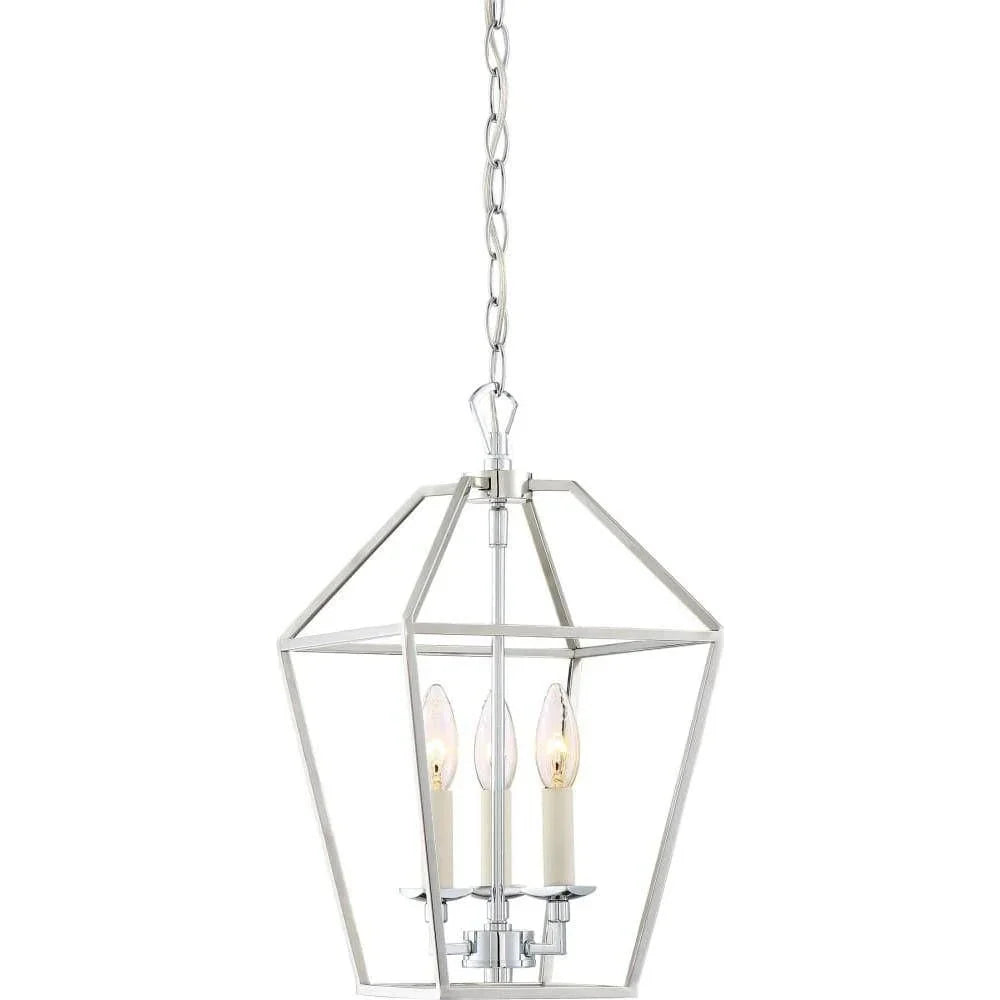 Polished nickel pendant light, by Quoizel, for kitchen island or dining