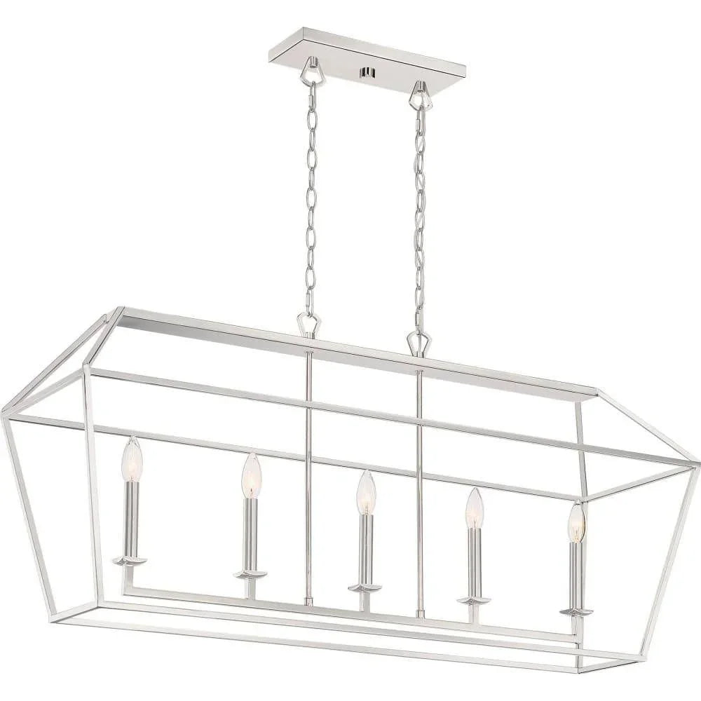 Polished nickel island pendant, by Quoizel, for kitchen island or dining