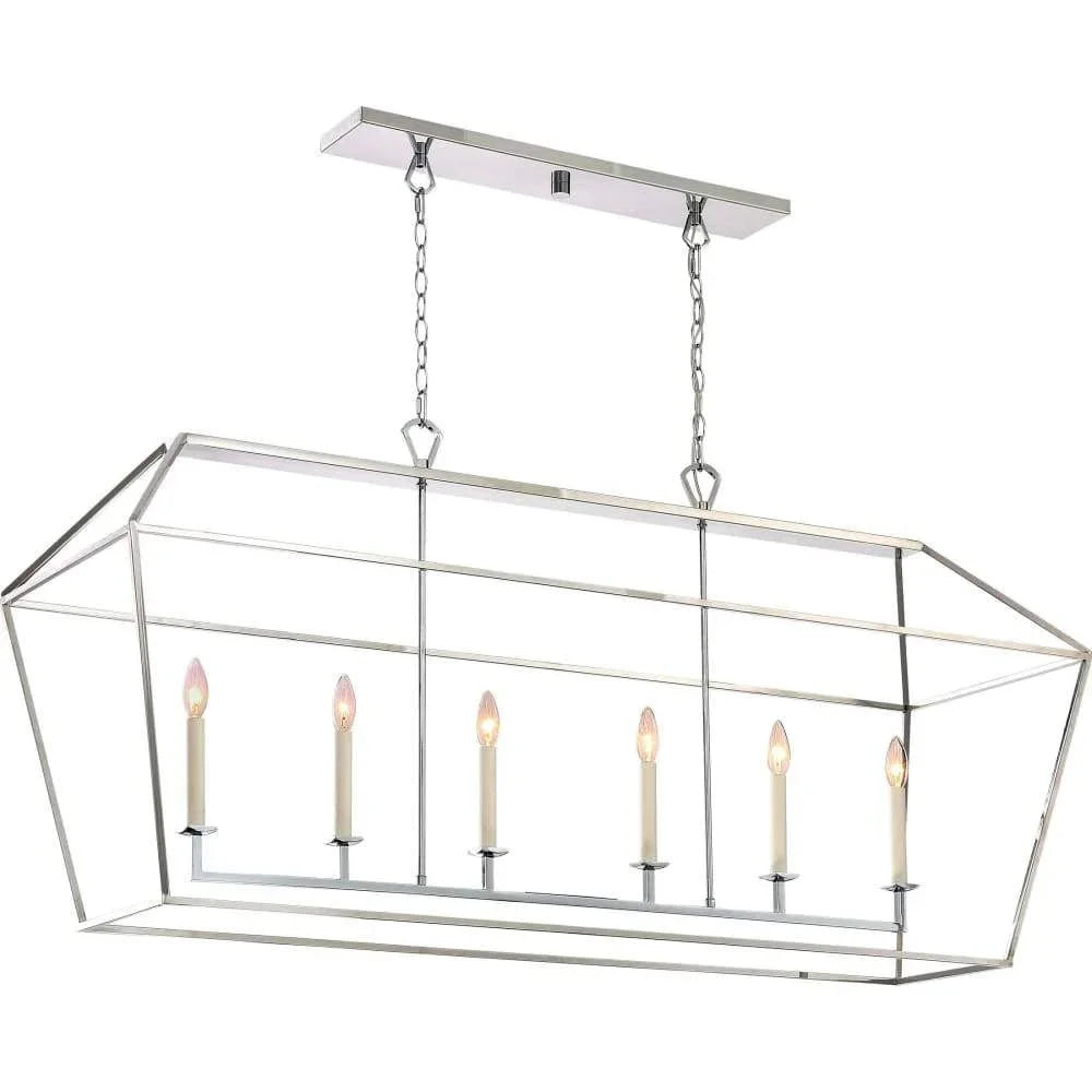 Polished nickel island pendant, by Quoizel, for kitchen island or dining
