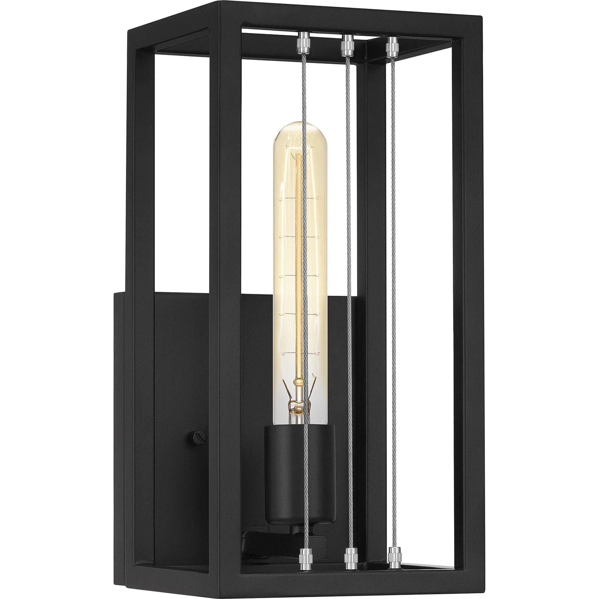 Matte black wall sconce, by Quoizel, for hallway or living room