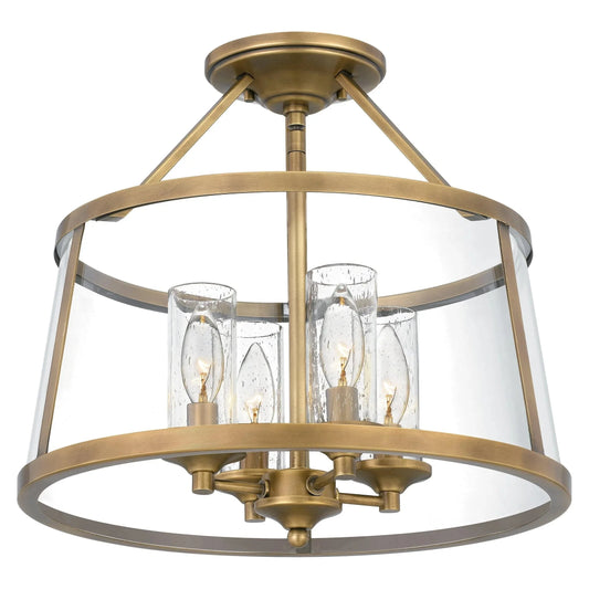 Semi-flush mount ceiling light, by Quoizel, for hallway, bedroom, or entryway