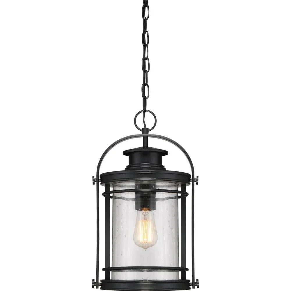 Mystic black wall sconce, by Quoizel, for hallway or living room