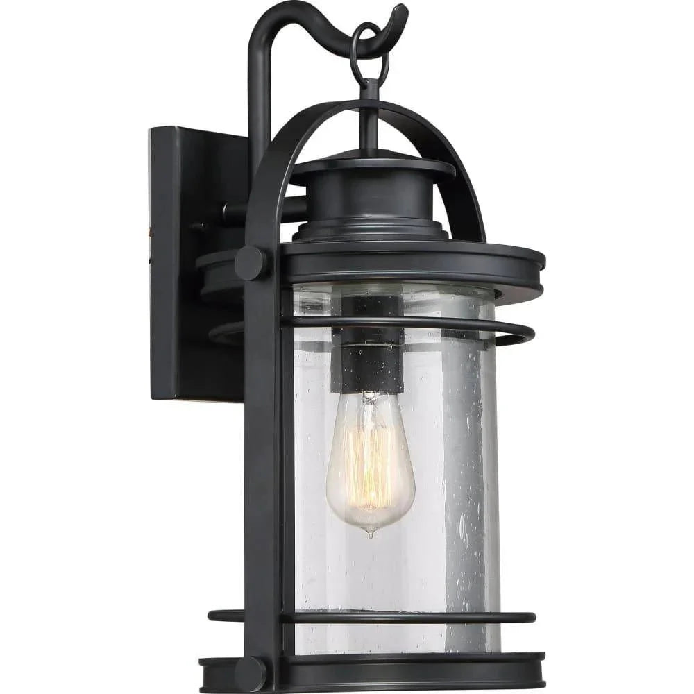 Mystic black wall sconce, by Quoizel, for hallway or living room