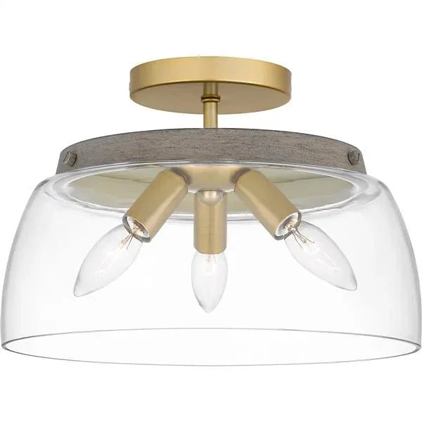 Semi-flush mount ceiling light, by Quoizel, for hallway, bedroom, or entryway