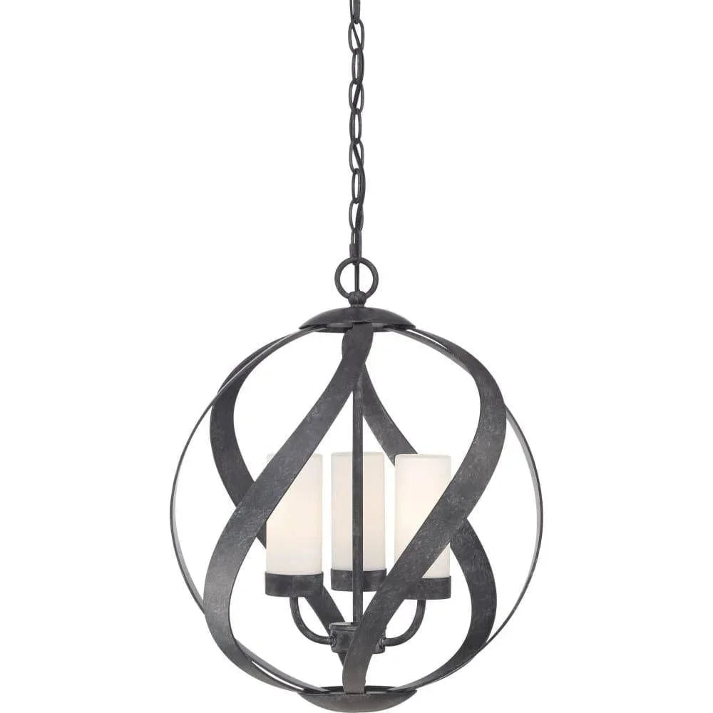 Old black finish pendant light, by Quoizel, for kitchen island or dining