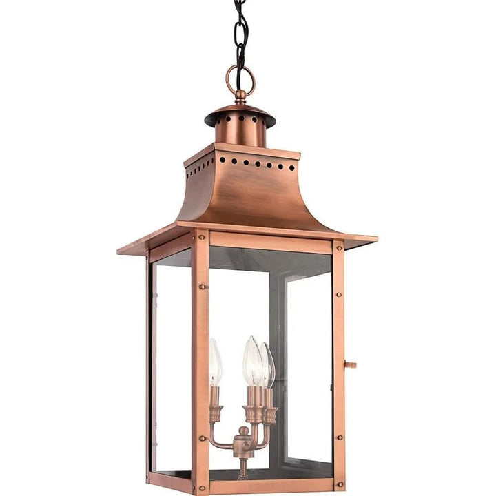 Aged copper wall sconce, by Quoizel, for hallway or living room